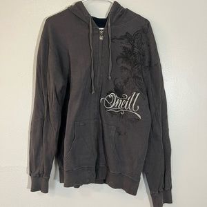 O’Neil Gray Zip Up Hoodie Size Large